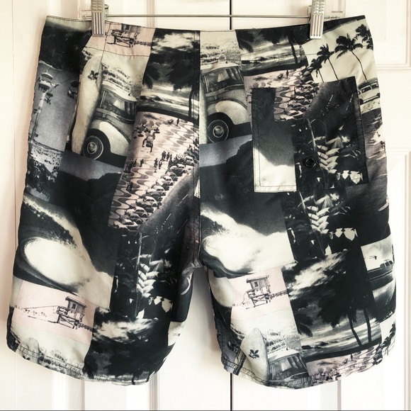 Adam Levine 70s Los Angeles California Collage Swim Trunks - Picture 13 of 16